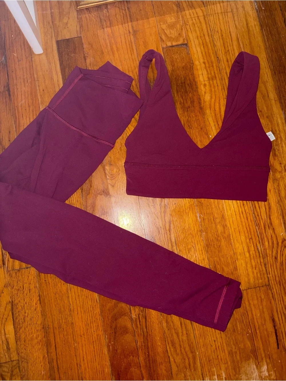 Lulu lemon burgundy matching workout wonder under set SELLING AS A SET